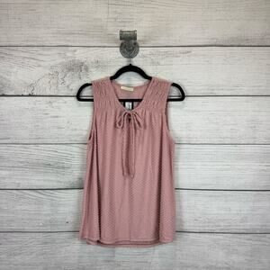 Reborn J Women's Dusty Pink Dotted Textured Sleeveless Summer Tank Size Large